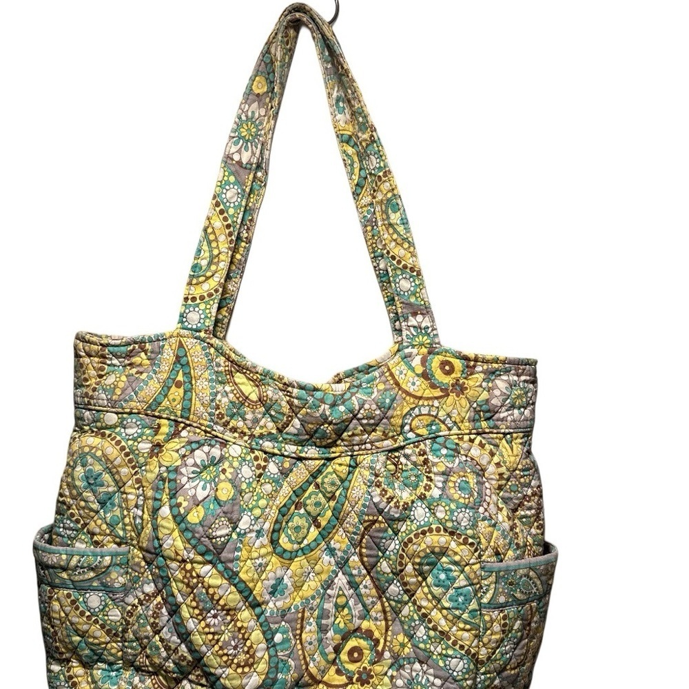 Vera Bradley Set in Lemon Parfait. Lg Tote Get Carried Away & Turn Lock Wallet. - Picture 2 of 15